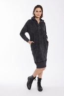 MONN WASHED DENIM HOODIE DRESS