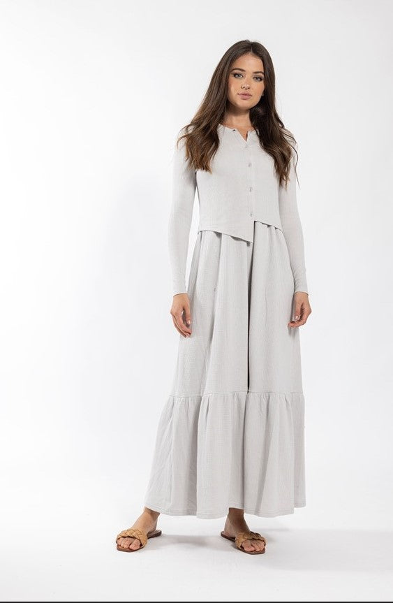 MONN WAFFLE ASYMMETRIC CROP CARDIGAN