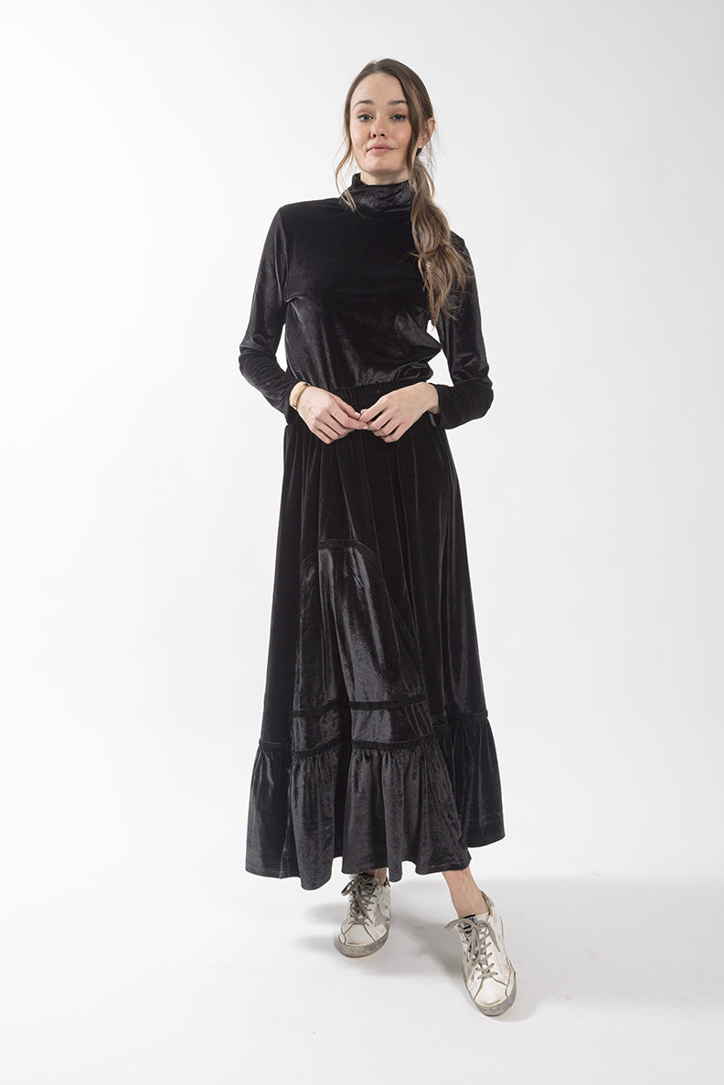 MONN VELOUR TRIM DETAIL SKIRT