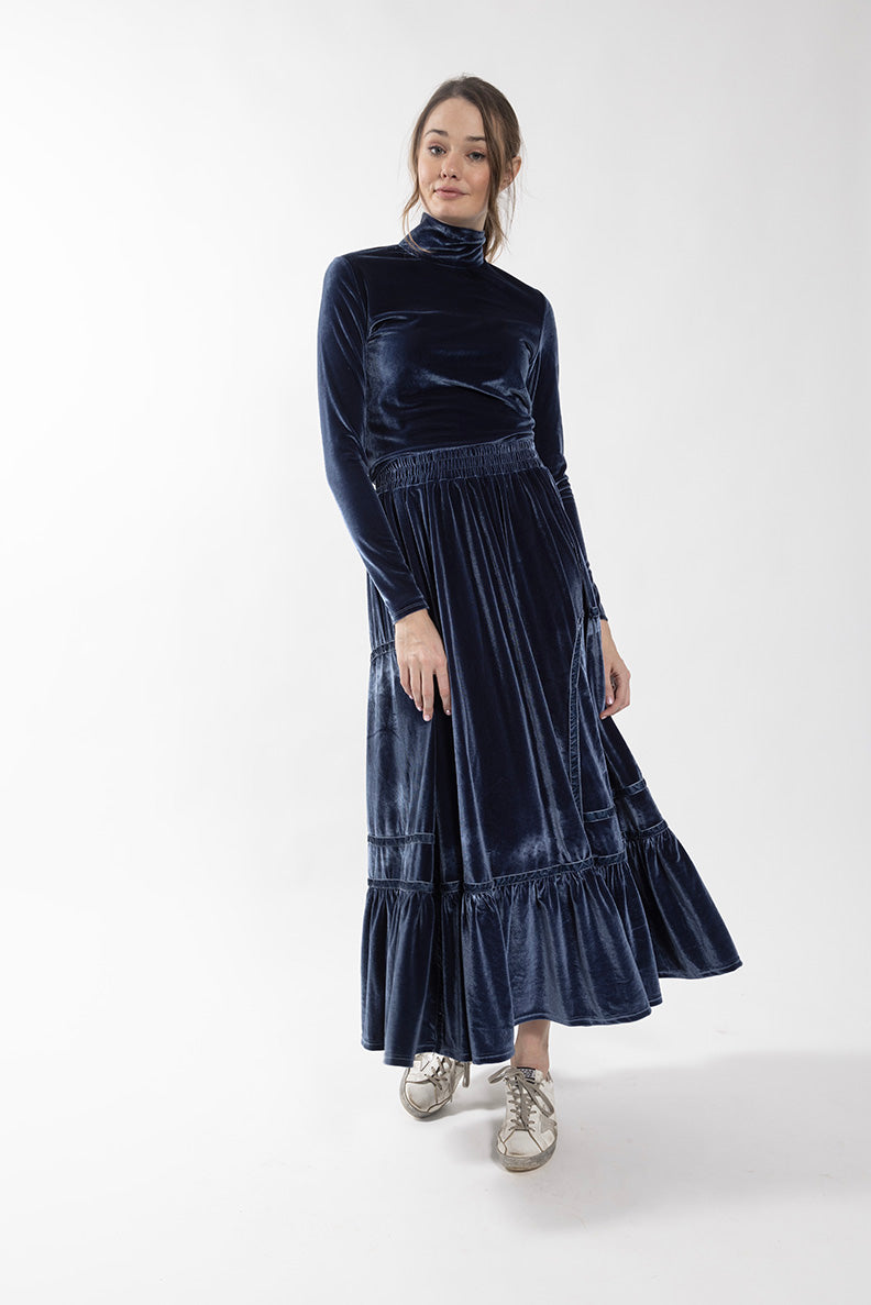 MONN VELOUR TRIM DETAIL SKIRT