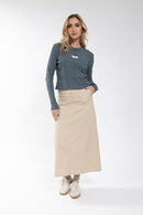 MONN Stretch Twill A-Line Skirt