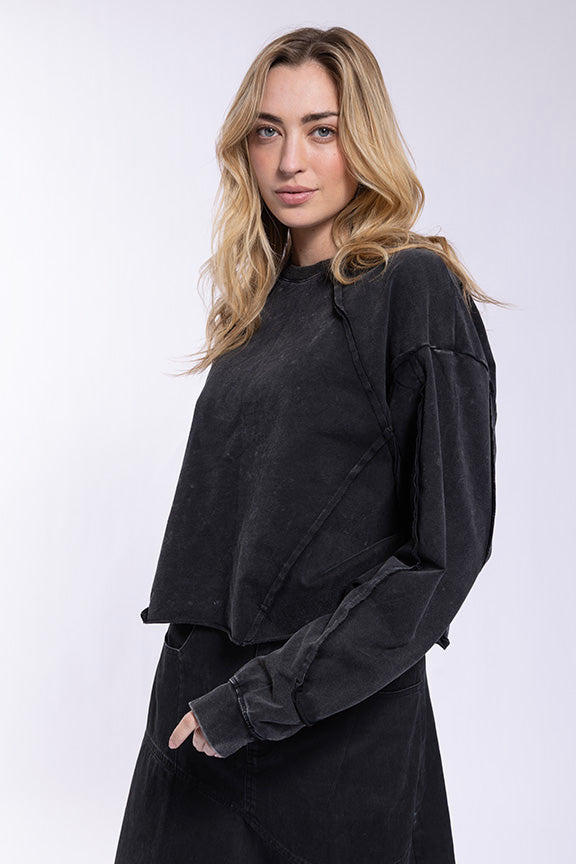Monn Diagonal Raw Seam Sweatshirt