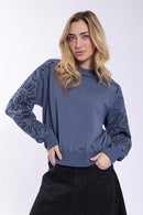 Monn Emroidered Floral Sleeve Sweatshirt