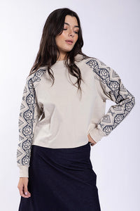 Monn Embroidered Roses Sleeve Sweatshirt