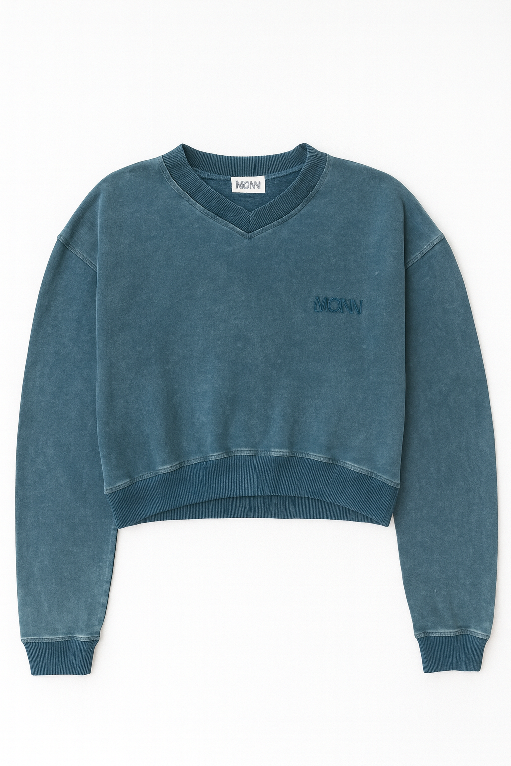 Monn Cropped V-Neck Sweatshirt