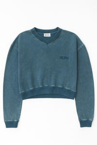 Monn Cropped V-Neck Sweatshirt
