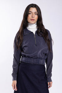Monn Elastic Bottom Quarter Zip Sweatshirt