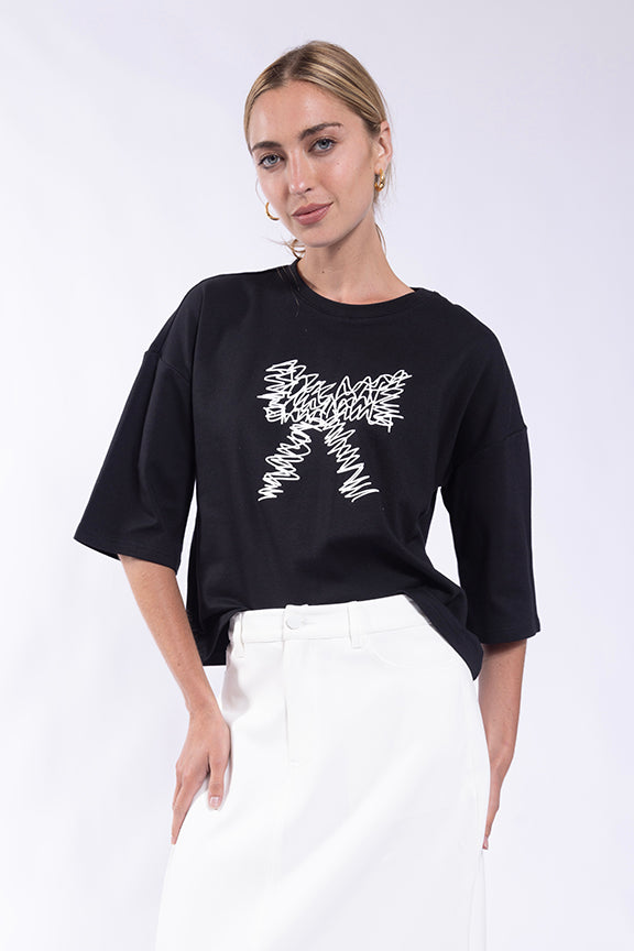 MONN Scribble Bow Tee