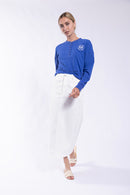 MONN Cropped Henley Tee w/ Tennis Logo