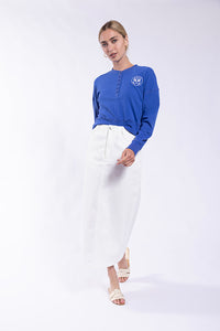 MONN Cropped Henley Tee w/ Tennis Logo