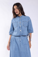 MONN Denim Side Tie Top