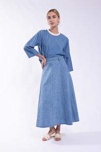 MONN Denim Paneled Skirt