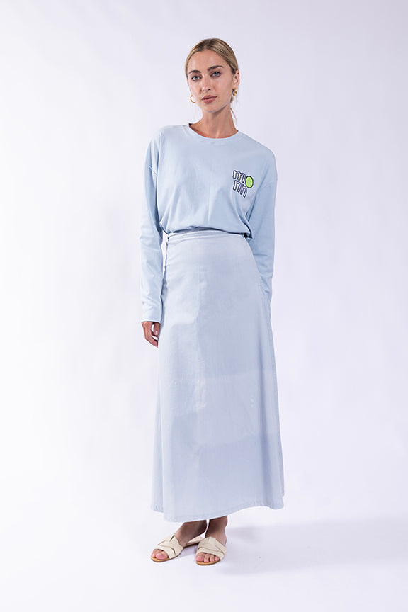 MONN CHAMBRAY FULL-CIRCLE SKIRT