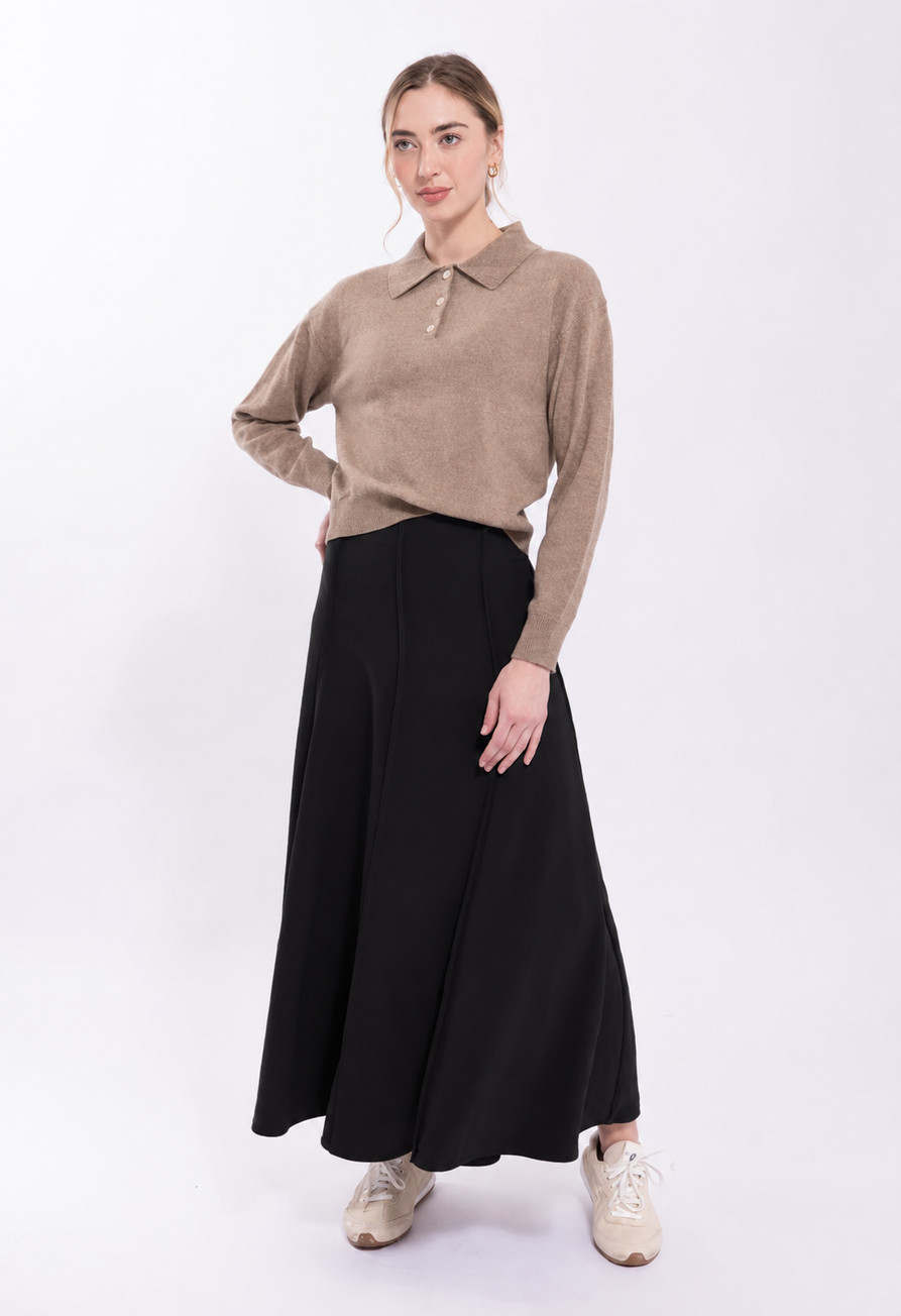 MONN OUTSIDE SEAM SKIRT WITH SIDE GODETS