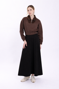 MONN CORDUROY SKIRT WITH V YOKE