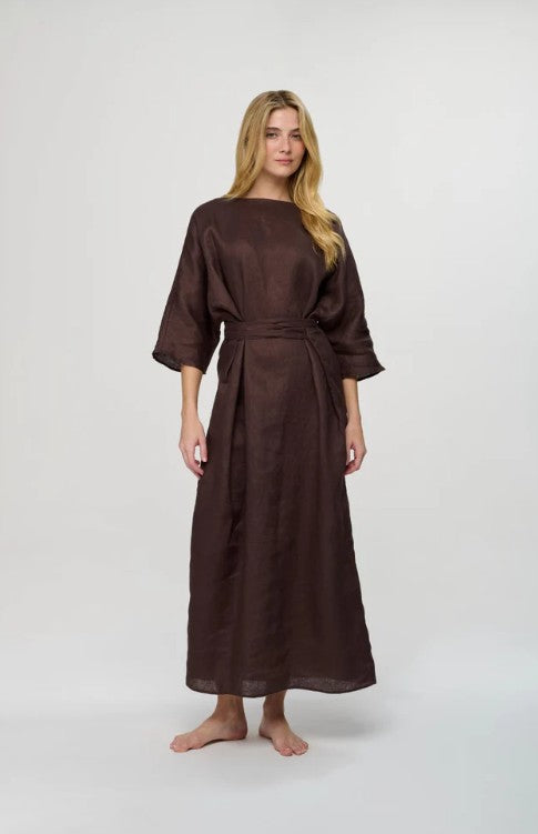 BY TESS MACIE OVERSIZED LINEN TIE DRESS