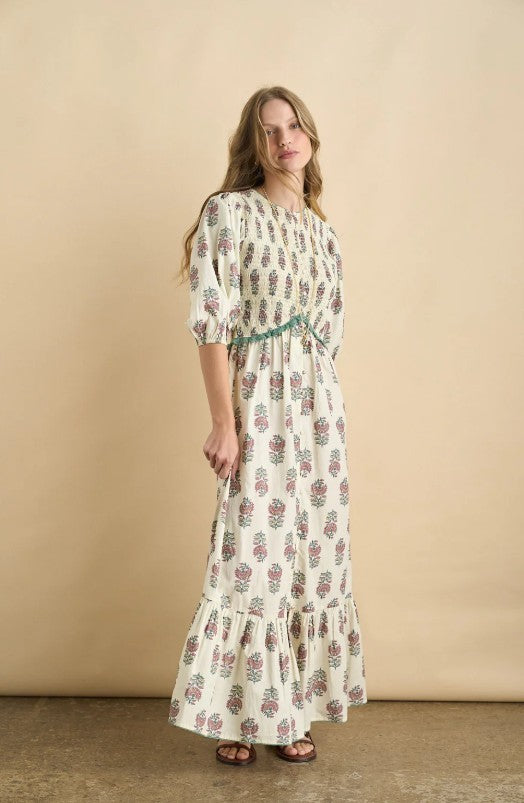 SONMER SMOCKED MAGNOLIA DRESS