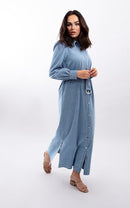 MAPLE & CLIFF BUTTON FRONT DENIM MAXI DRESS