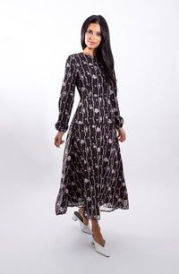MAPLE & CLIFF DETAILED ALINE MIDI DRESS