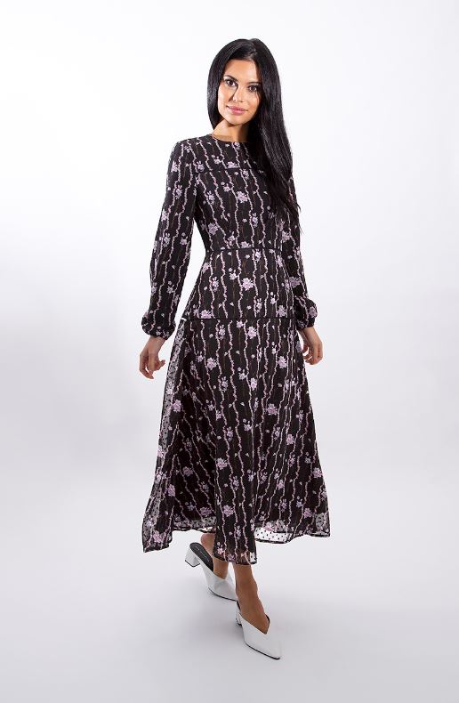 MAPLE & CLIFF DETAILED ALINE MIDI DRESS