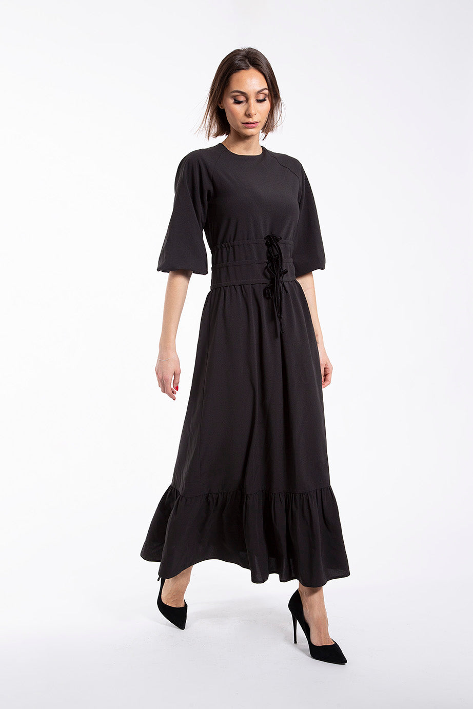 MAPLE & CLIFF MULTI TIE WAISTED DRESS