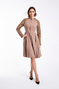 MAPLE & CLIFF LEATHER SLEEVE SHIRTDRESS