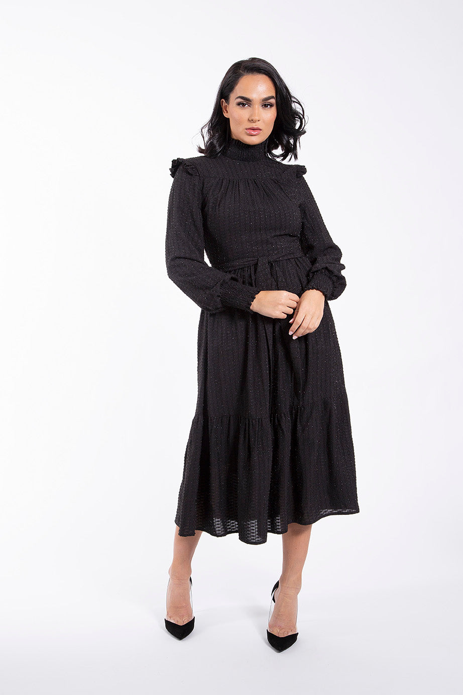 MAPLE & CLIFF SPARKLE TEXTURE DETAIL DRESS