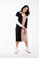 MAPLE & CLIFF COMBO FABRIC SWEATSHIRT DRESS