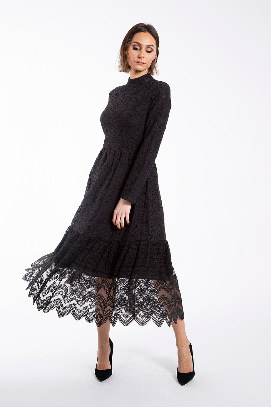 MAPLE & CLIFF LACED MIDI DRESS