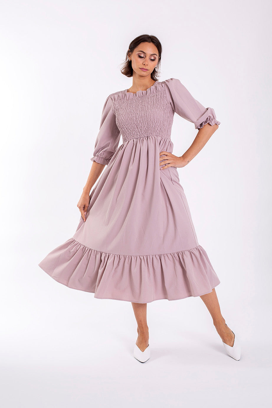 MAPLE & CLIFF SOLID MILKMAID DRESS