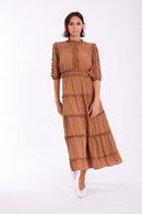 MAPLE & CLIFF PLEATED RUFFLE DRESS