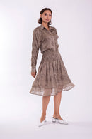 MAPLE & CLIFF KHAKI FLORAL SKIRT