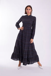 MAPLE & CLIFF PRINTED TIERED SHIRTDRESS