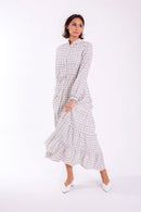 MAPLE & CLIFF PRINTED TIERED SHIRTDRESS