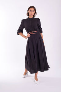 MAPLE & CLIFF DOUBLE BUCKLE MIDI DRESS