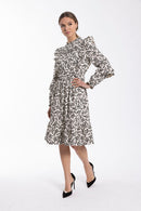 MAPLE & CLIFF FLORAL RUFFLE DETAIL DRESS