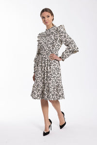 MAPLE & CLIFF FLORAL RUFFLE DETAIL DRESS