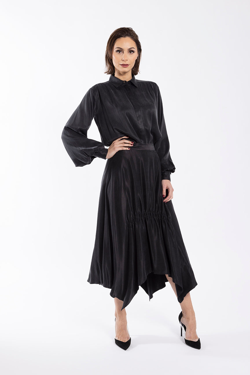 MAPLE & CLIFF ELASTIC DETAIL MIDI SKIRT