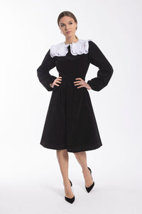 MAPLE & CLIFF VELVET DRESS W COLLAR