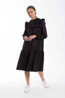 MAPLE & CLIFF PLEAT SHOULDER DETAIL DRESS