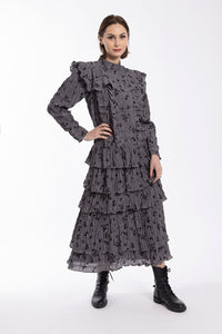 MAPLE & CLIFF VELVET FLORAL LAYERED DRESS