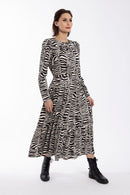 MAPLE & CLIFF ZEBRA SILK MIDI DRESS