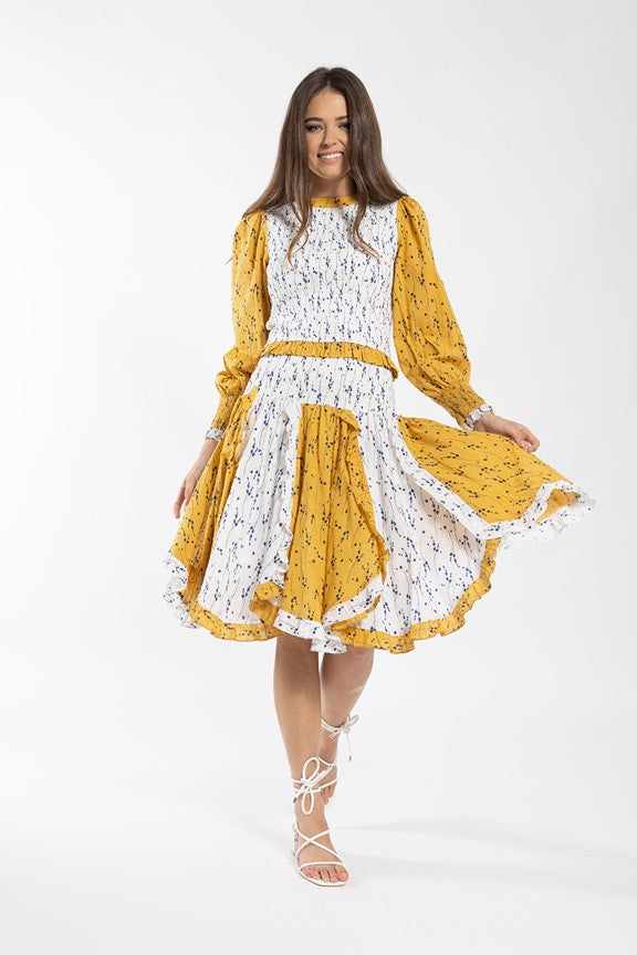 MAPLE & CLIFF FLORAL SMOCKED COMBO SKIRT