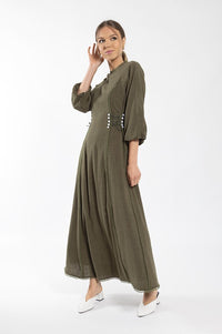 MAPLE & CLIFF BUTTON DETAIL MIDI DRESS