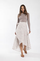 MAPLE & CLIFF PRINTED WRAP HIGH LOW SKIRT