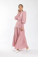 MAPLE & CLIFF TEXTURE STRIPED TIERED DRESS