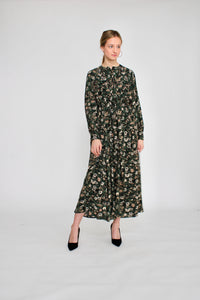 MAPLE & CLIFF FLORAL DRAWSTRING MIDI DRESS