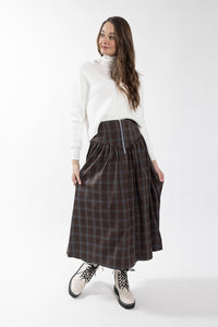 MAPLE & CLIFF PLAID YOKE SKIRT
