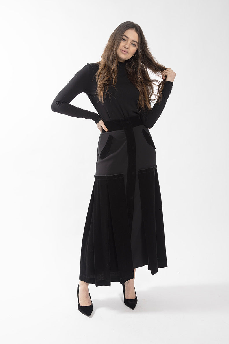 MAPLE & CLIFF VELVET COMBO SKIRT