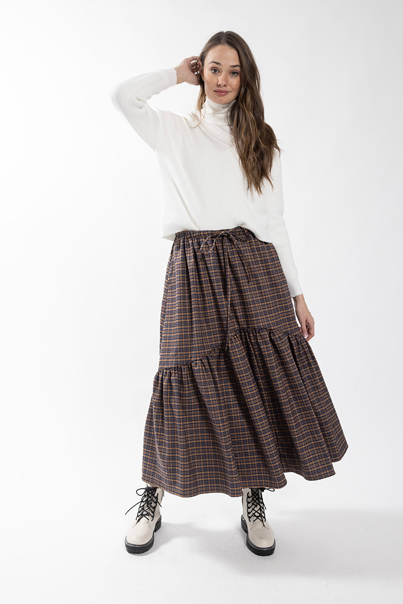 MAPLE & CLIFF PLAID DROP TIER SKIRT